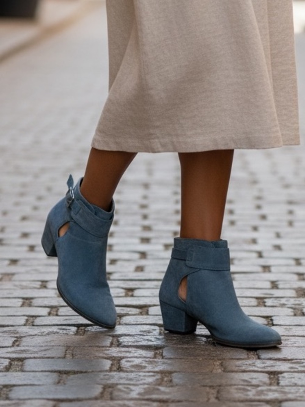 Free People Belleville Blue Suede Ankle Boots